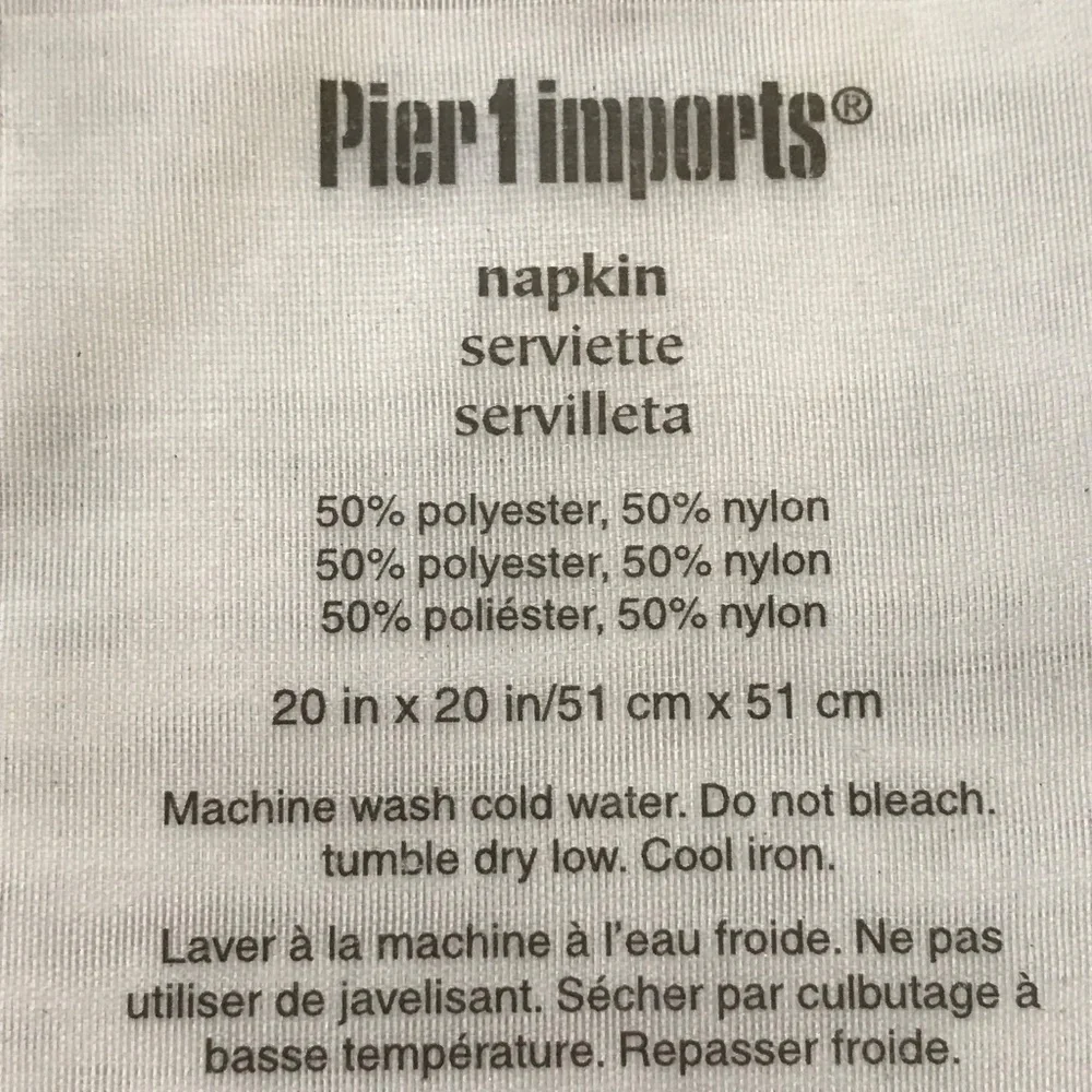 PIER 1 Napkins Silver Organza Sheer Set of 8